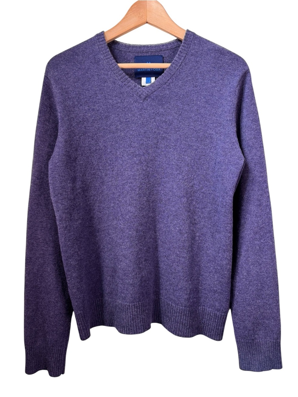 Martin + Osa 100% Cashmere Periwinkle Blue V-Neck Sweater Mens Small Unisex